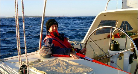Leanne Da Costa sailing Melbourne Cruising Yacht Club's yacht around Gabo Island