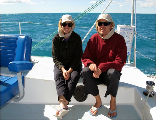 Leanne and Grant Da Costa on Skellum, Paul and Sjany Dow’s Mumby 46 catamaran